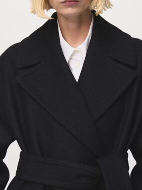 Mango Black Wool Long Coat